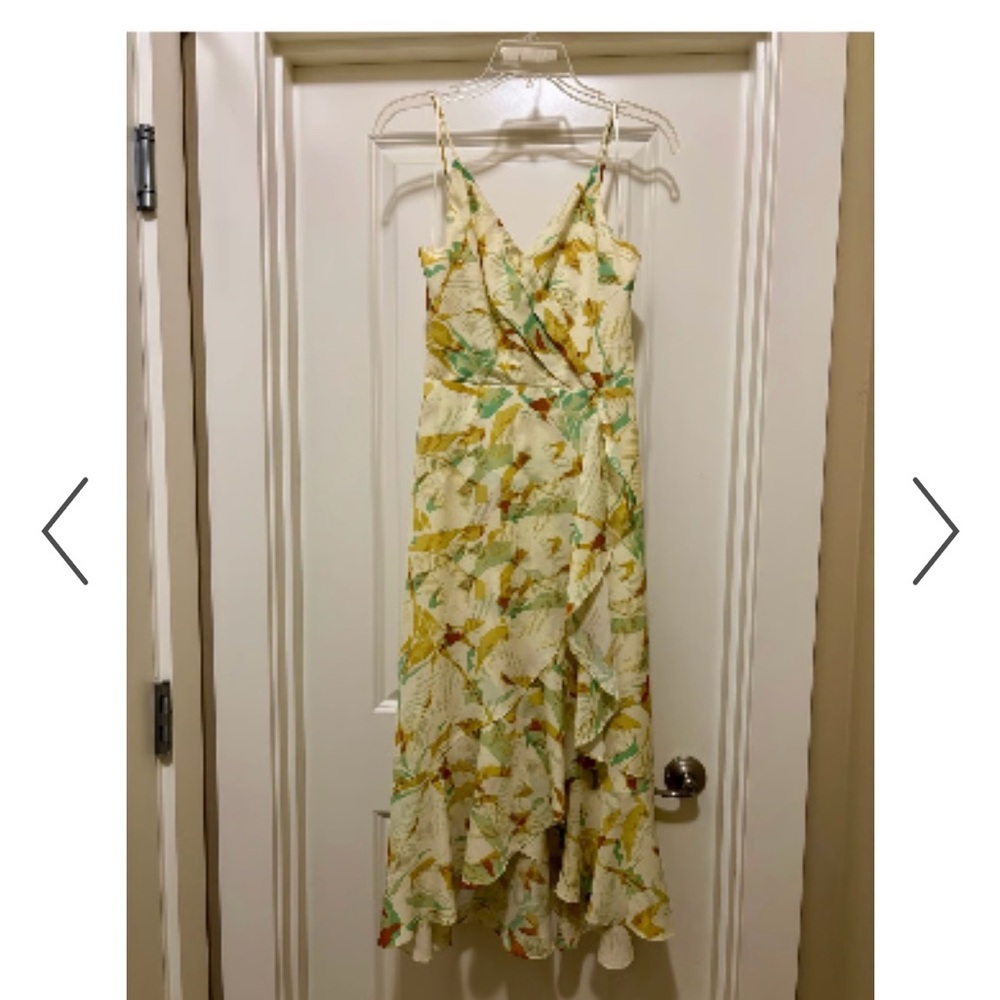 Chelsea28 Yellow and White Ruffled Wrap Sundress
